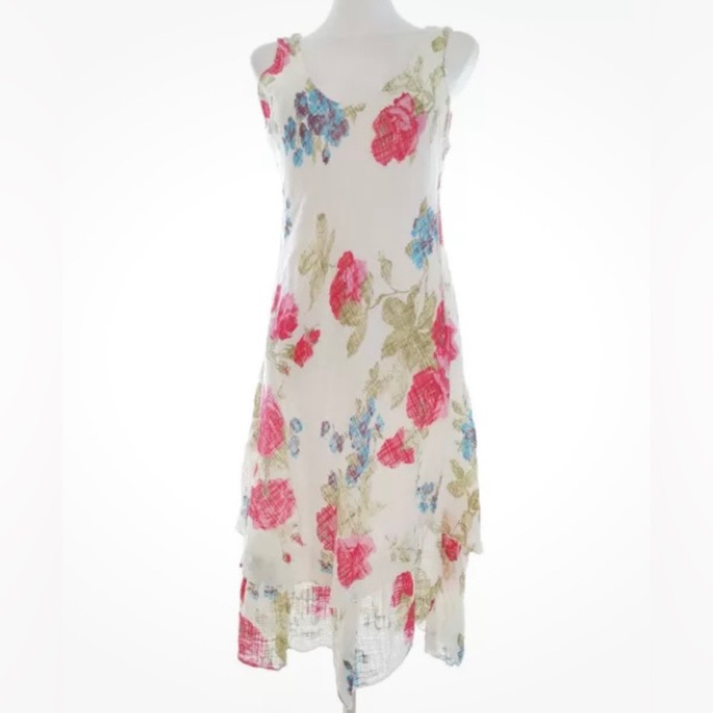 Floral Sleeveless Italy Size 2 White Midi
Summer Dress Cotton